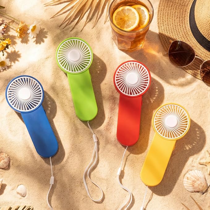 Sumind 36 Pcs Small Personal Portable Fan Mini Handheld Bulk 1 Speed Electric Cute Battery Powered for Neck Lash Makeup Women Men Travel Camping Indoor Outdoor Summer (Red,Green,Yellow,Blue)
