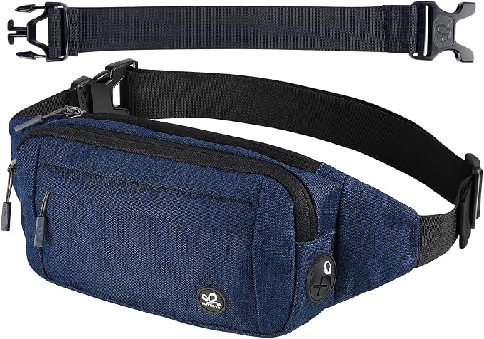 WATERFLY Small Fanny Pack Crossbody Lightweight Waist Bag for Woman Man | Adjustable extender strap, Slim compact, Water-resistant durable material, Breathable back pad, Multi-scene for travel, daily