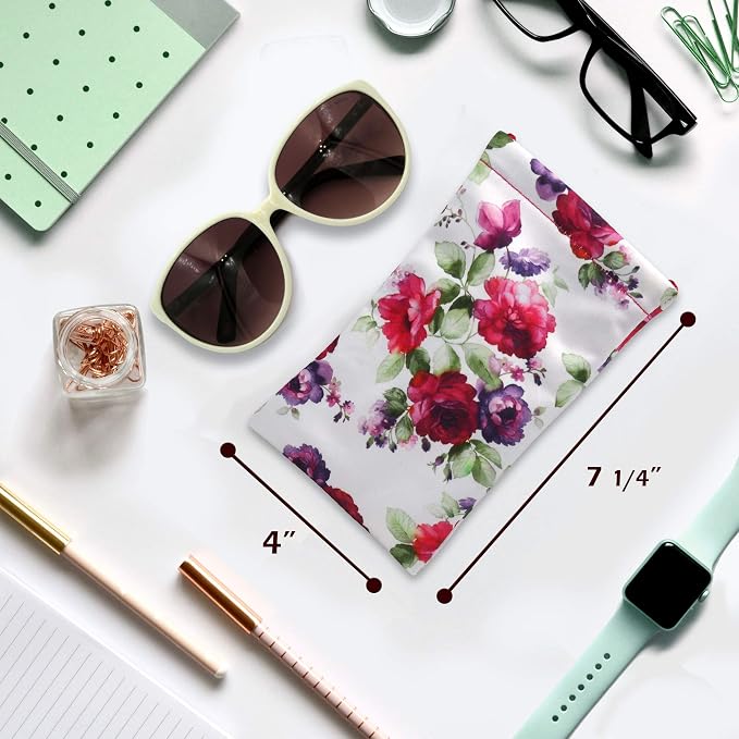 Soft Sunglasses case | Large Glasses Case Holder - Eyeglass Pouch Squeeze Top | Glasses pouch Lightweight Extra Layers