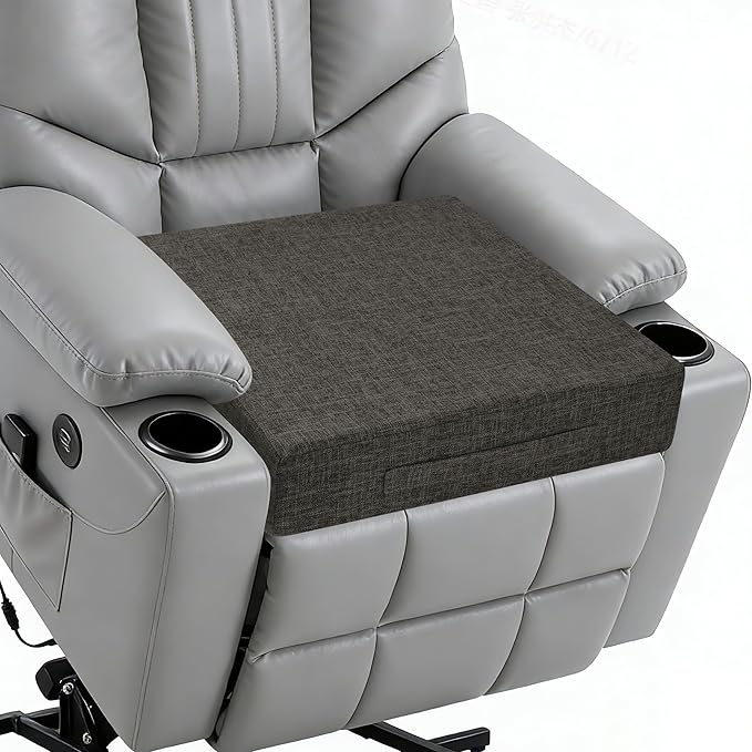Recliner Cushions for Elderly 20X20X4 Inch Thick Seat Cushion for Recliner Chair with Non-Slip Bottom and Washable Cover Square Chair Cushions for Couch, Armchair, Floor (1, Dark Grey)