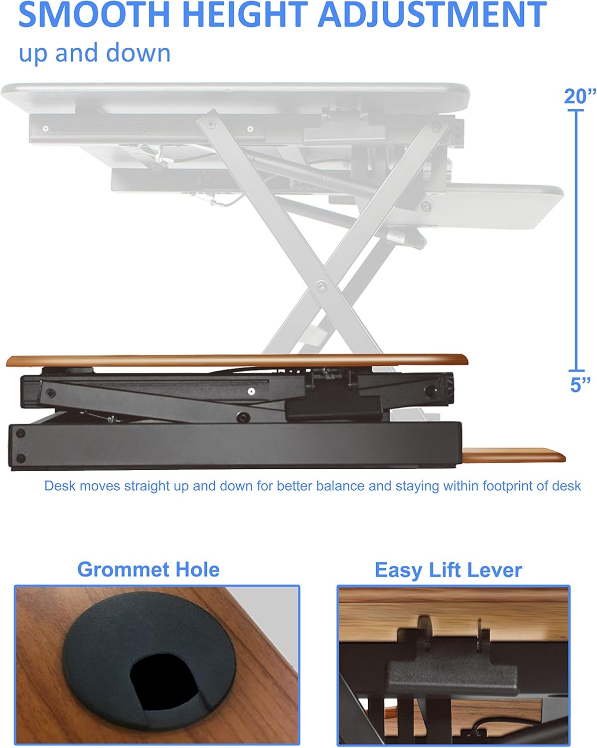 Rocelco 46" Large Height Adjustable Standing Desk BUNDLE - Quick Sit Stand Up Dual Monitor Riser - Tall Gas Spring Assist Computer Workstation - Retractable Keyboard Tray - Black (R DADRB-46-FS2)