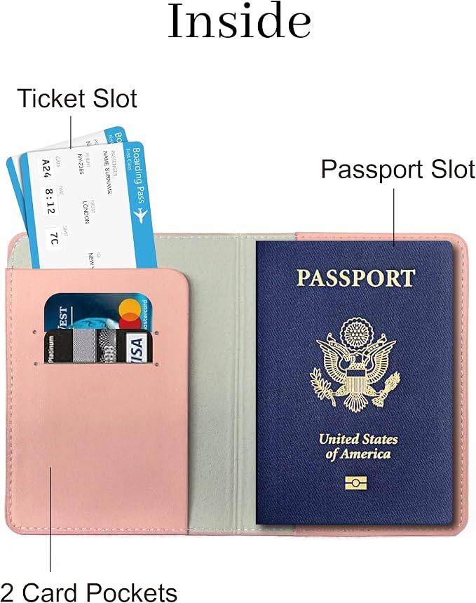 Passport Holder for Travel, RFID Blocking Waterproof PU Leather Travel Passport Cover Case Wallet