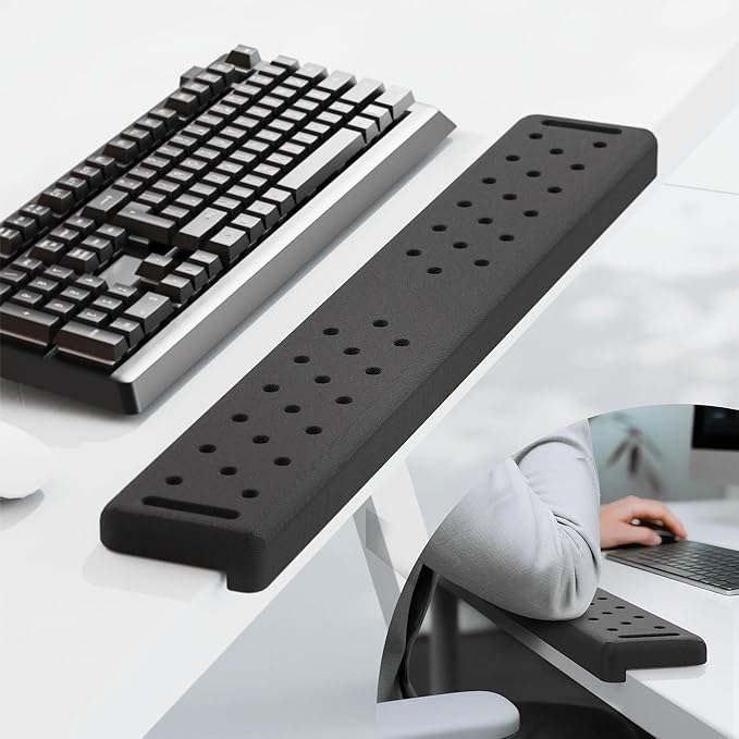 MEKASS L-Shaped Desk Long Elbow Pad for Desk, Memory Foam Elbow Support Padding with Non-Slip, Ergonomic Desk Edge Cushion, Wrist Comfort Support for Office Home 1 Pcs (Dimple Black)