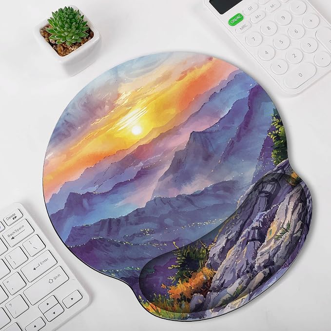 KONVINIT Ergonomic Mouse Pad with Wrist Rest, Small Mousepad with Non-Slip Rubber Base and Smooth Surface, Beach Mouse Pads for Desk, Office Desk Accessories