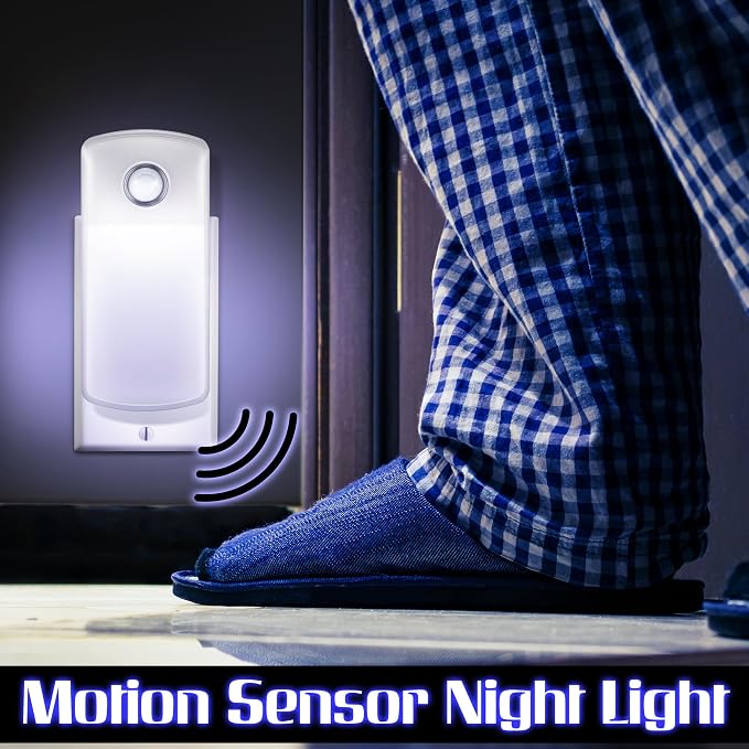 Enhon Emergency Power Failure Night Lights, 5-in-1 Multi Color LED Light, Rechargeable Flashlight with Foldable Plug, Automatic On Off Motion Sensor for Bedrooms, Hallways, Black Outs(3 Pack)