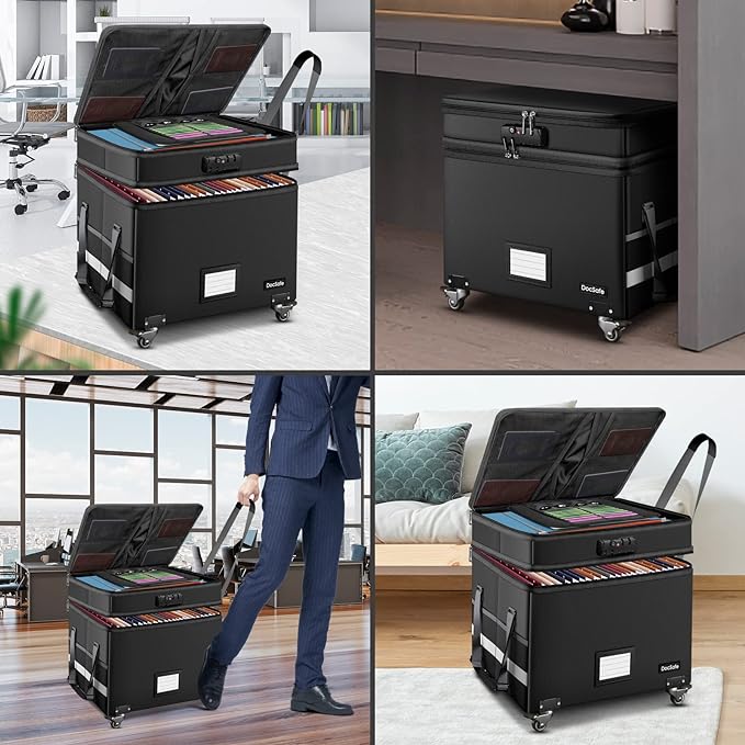 DocSafe Fireproof Document Box Set with Lock and Wheel