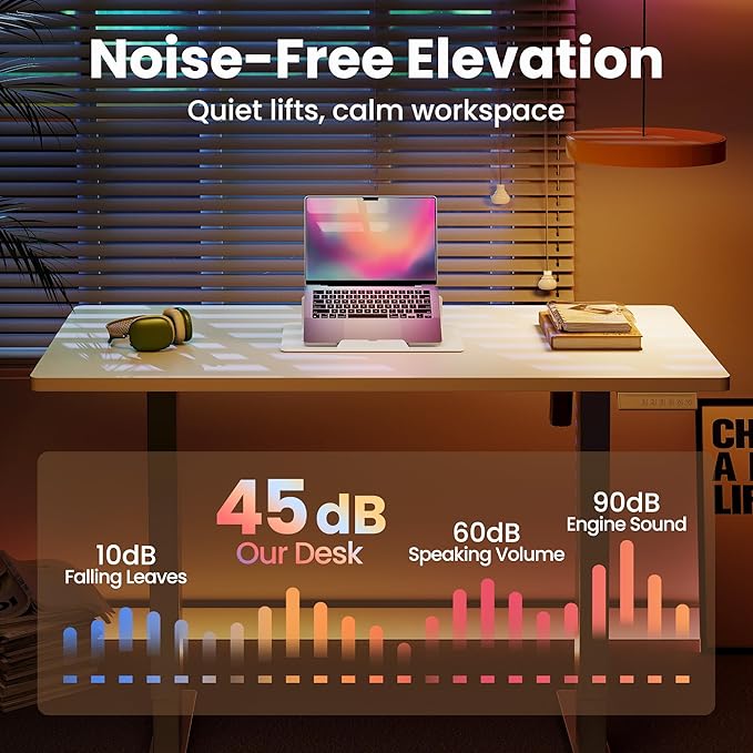 HUANUO 71 x 30 inch Electric Standing Desk Adjustable Height, 4 Memory Height Settings, Sit Stand Up Desk for Home Office & Computer Workstation, White