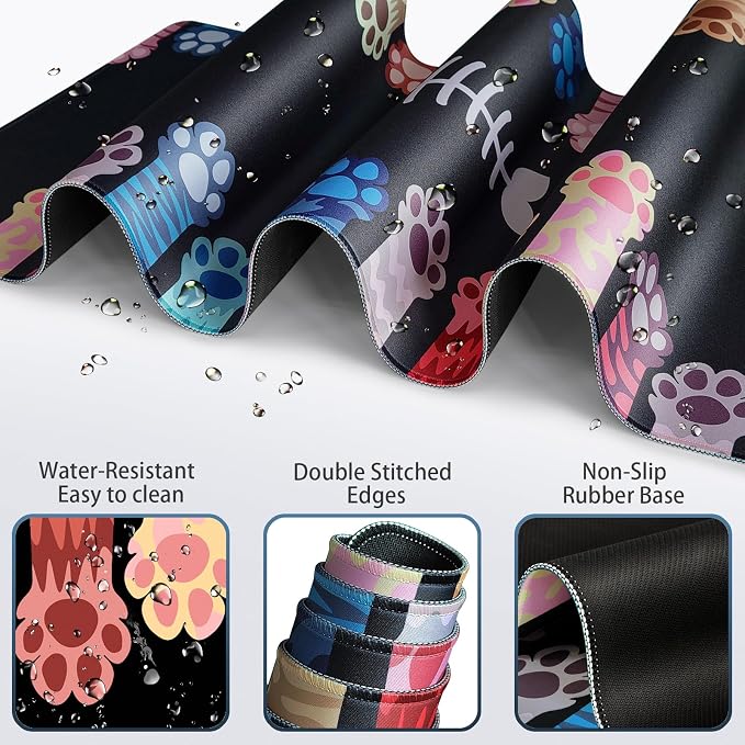 Desk Mat, Large Gaming Mouse Pad with Wrist Rest, 4 in1 | XXL Mousepad+Keyboard Wrist Rest+Mouse Pad Wrist Support+Cup Coaster Ergonomic Computer Desk Arm Wrist for Decor Office Women