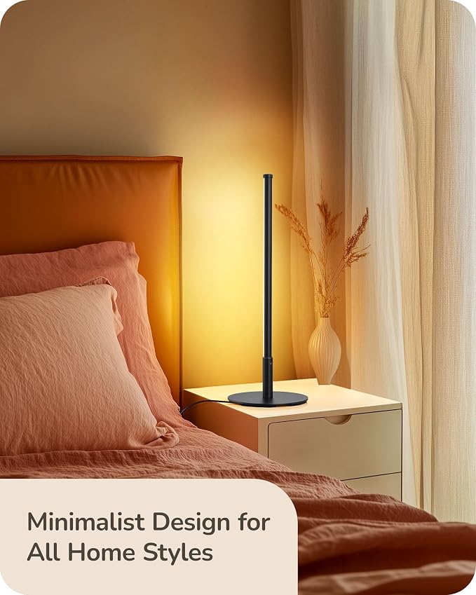 EDISHINE LED Table Lamps for Living Room, Modern Dimmable Desk Lamp, Black | 3 Color Temperature, Memory Function, Metal Finish, Skinny Modern Minimalist Style for Bedroom, Corner