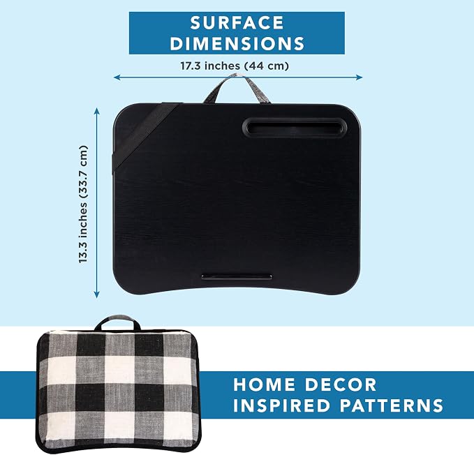 LAPGEAR Designer Lap Desk – Buffalo Check, Fits 15.6” Laptops