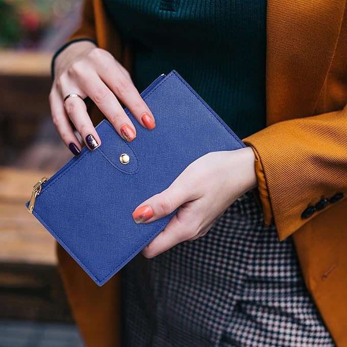 Travelambo RFID Wallet Women Large Size Bifold Multi Card Wallet Case with Zipper Pocke Credit Card Holder for Women
