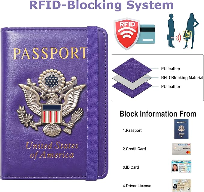 Premium Passport Holder for Travel RFID Blocking Passport Cover Slim | Passport Cover for Women Men Leather US Passport Wallet Case for Travel Passport Book Cover Travel Document Organizer Carrier