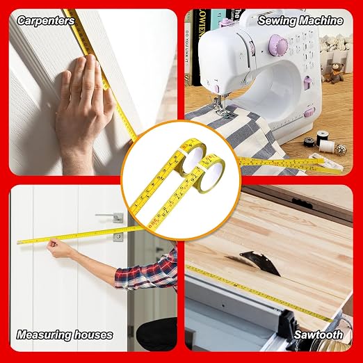 2 Pcs Self-Adhesive Measuring Tape, 78 Inch/200cm Carbon Steel Ruler Tapes, Imperial and Metric Scale, Left to Right & Right to Left Sticky Tape for Workbench Woodworking Table Saw Drafting Table