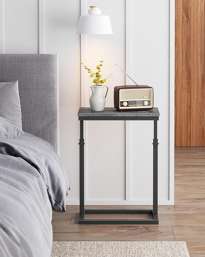 TUTOTAK End Table, Side Table, Tall Couch Table, Sofa Table, Set of 2 | for living Room, Bedroom, Grey TB01BY0832