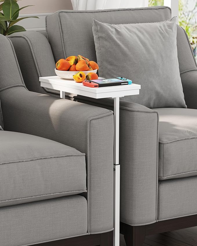 TUTOTAK End Table, Side Table, Tall Couch Table, Sofa Table, Set of 2 | for living Room, Bedroom, White TB01BW0832