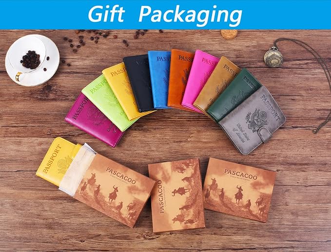 Passport Holder Cover Wallet RFID Blocking Leather Card Case Travel Accessories for Women Men (Pink)