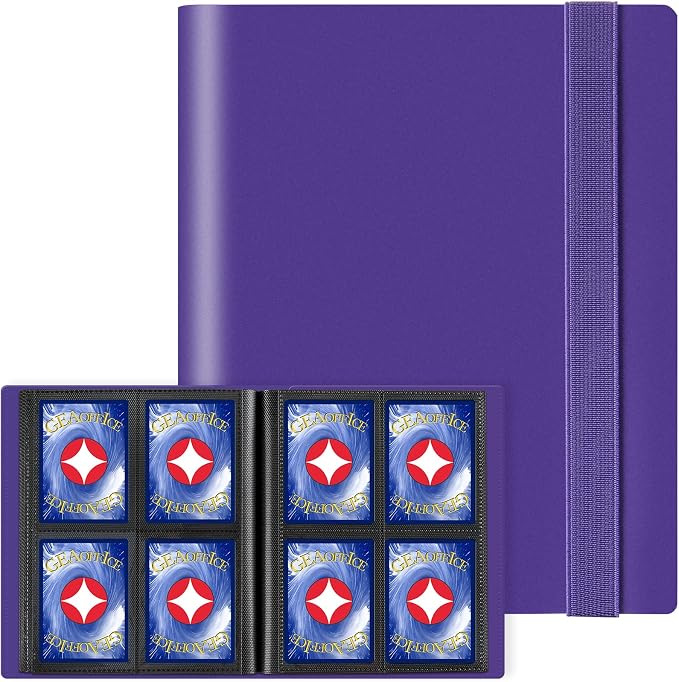 GEAoffice Card Binder 4 Pocket - GEAoffice Trading Card Collection Album Folder - 160 Side Loading Pocket Binder for TCG, MTG, Sports&Game Cards - Gifts for Card Collectors Girls (Purple)