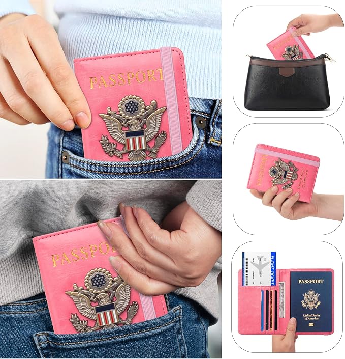 Premium Passport Holder for Travel RFID Blocking Passport Cover Slim | Passport Cover for Women Men Leather US Passport Wallet Case for Travel Passport Book Cover Travel Document Organizer Carrier