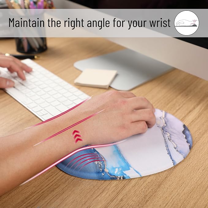 Mr. Pen- Ergonomic Mouse Pad with Wrist Rest, Glacial Blue Marble Design | Breathable Fabric with Memory Foam Cushion, Non-Slip Rubber Base, Gel Mouse Pad with Wrist Support