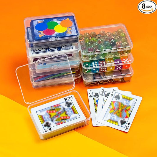 JINUPHION 8 Pcs Playing Card Case, Small Clear Box, Plastic Deck Box, Card Deck Holder, Game Card Storage Organizer (8 pcs Standard) (No Cards)
