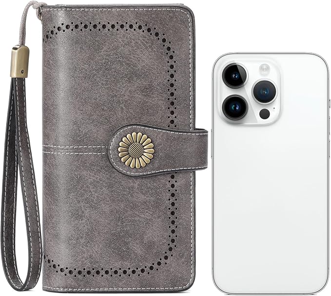SENDEFN Wallets for Women Leather Credit Card Holder with RFID Blocking Large Capacity Wristlet | with RFID Blocking