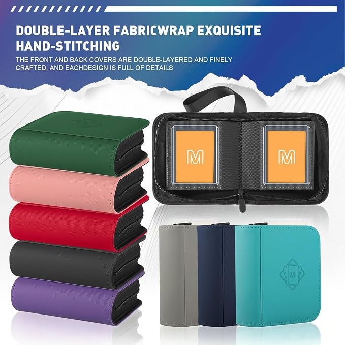 1 Pocket Toploader Binder Holds 40 Cards with 20 Sleeves Collectible Trading Card Album, for 3x4 Toploaders Hard Cases for TCG, MTG, Sports, Baseball, Football, Small Sports Card Book (1Dark Blue)