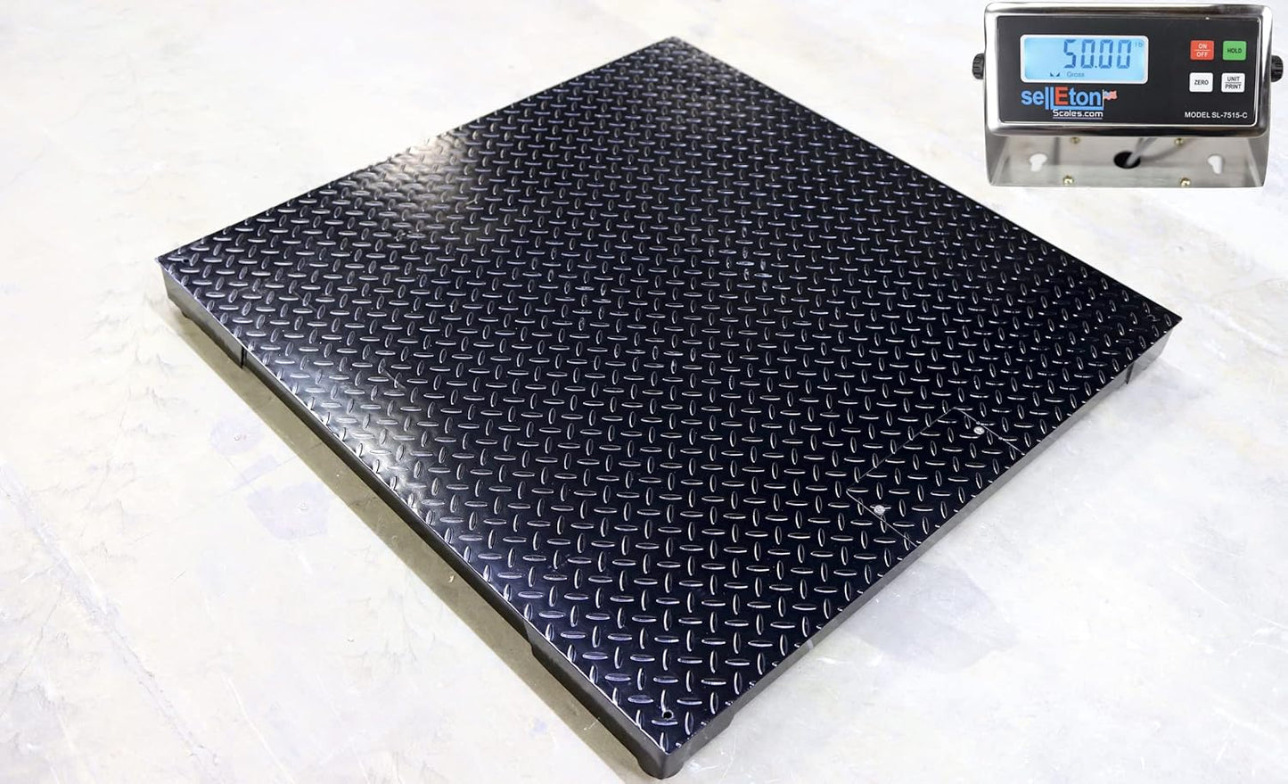SellEton SL-700-3x3 36" x 36" Industrial Floor Scale, Accurate Pallet Scales with Metal Indicator for Warehouse Shipping | 2500 lbs x 0.5 lb