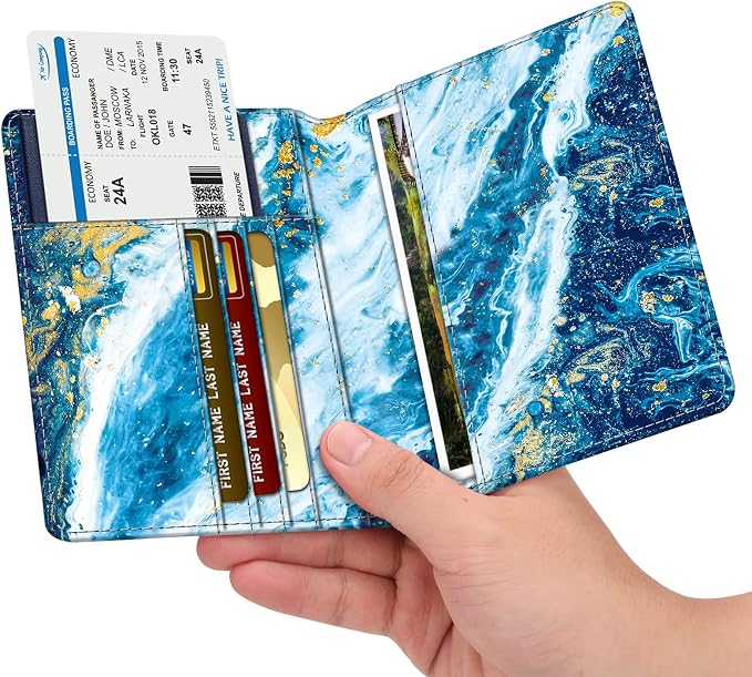 FINTIE Passport Holder, Slim Travel Wallet RFID Blocking Card Case Cover | Passport Cover Protector Essentials with Credit Card Slots, For Women/Men