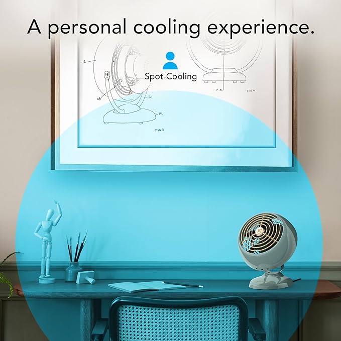 Vornado VFAN™ Mini Fan,Classic Vintage Fan,Retro Metal Air Circulator,For Desk & Bedside,2 Speeds,Adjustable Tilt,Personal Cooling with Targeted Airflow,Quiet-Fan,Green,(Pack of 3)