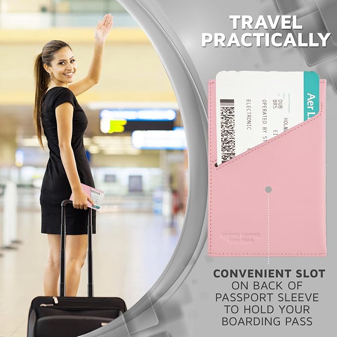 Alban RFID Passport Holder for Women & Men, Genuine Leather Passport Cover | RFID blocking design helps protect personal information while traveling, Slim genuine leather case for travel essentials