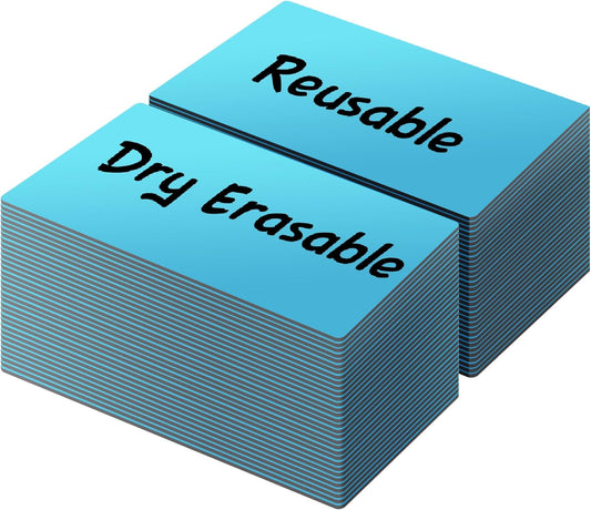 LLPT Dry Erase Magnetic Labels 2" x 4" 50 Packs Blank Writable Magnet Stickers Reusable for Refrigerator Shelf Whiteboard Toolbox Craft and Other Metallic Surfaces Blue (DML2040BL)