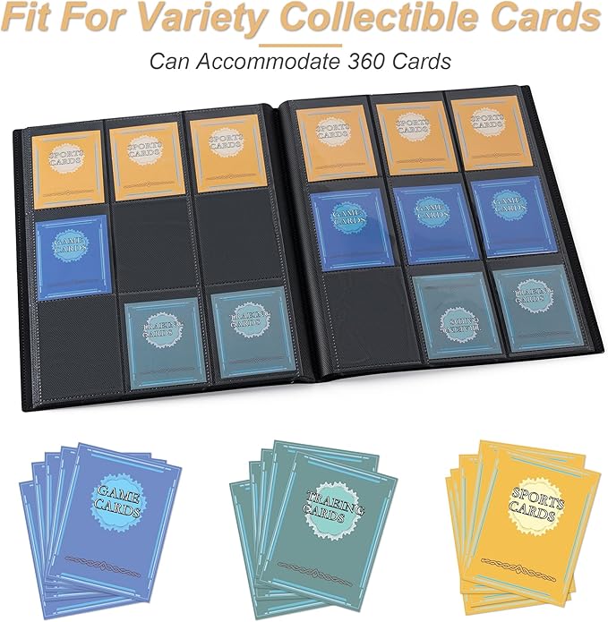 Card Binder 9 Pocket Storage 360 Card Binder,Trading Card Binder Senior and Sturdy Side-Loading Album,Intended For YuGiOh,MTG, TCG,Game Cards & Baseball Card Binde,（Red）