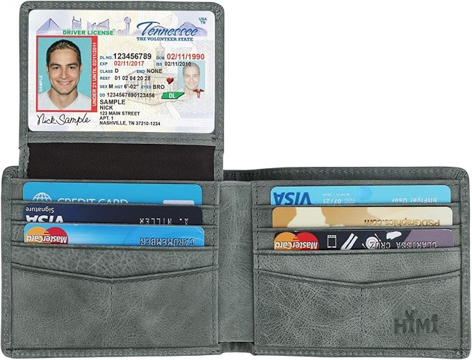 HIMI Wallet for Men-Genuine Leather RFID Blocking Bifold Stylish Wallet With 2 ID Window