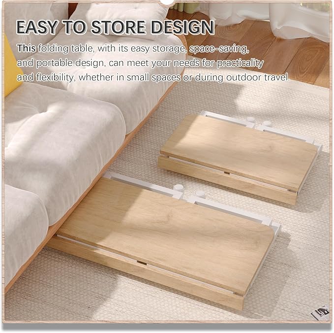 4NM No Tool Assembly 31.5" Small Desk, Folding Portable Desk with Wheels, Adjustable Height Foldable Computer Home Office Desks, Collapsible Study Writing Table for Space Saving Bedroom - Cloud Oak