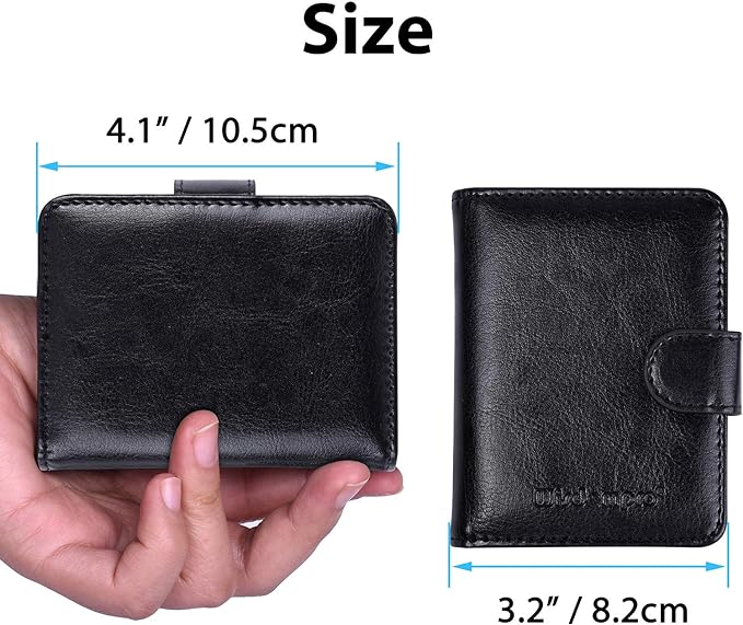 Wisdompro Credit Card Holder, RFID Blocking Wallet Debit Card Protector | Slim Leather Credit Card Organizer Case, Card Case with Magnetic Closure, 20 Card & 7 Memory Card Slots - Vertical Black