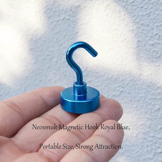Neosmuk Magnetic Hooks, Heavy Duty 40lb+ Strong Magnet Hook for Cruise Cabins, Cruise Essentials 2026 for Hanging, Metal Wall Refrigerator Hangers (Blue, 10 Pack)