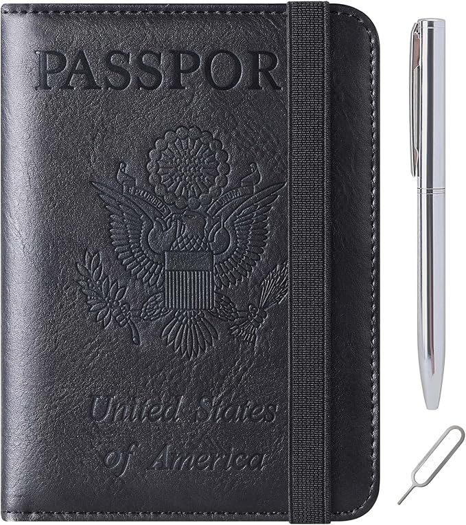 LOHASLIFE Passport Holder for Travel Essentials, Passport Cover Wallet | Leather Rfid Blocking Card Case, Travel Accessories, Vacation Luggage Must Haves, for Men Women