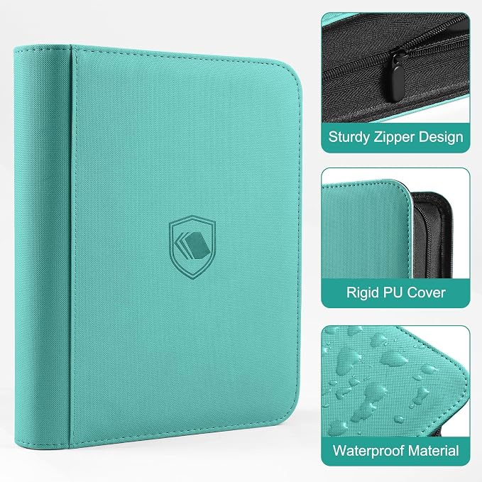 Toploader Binder, Holds 160 Toploaders, 100 Toploaders INCLUDED, 4-Pocket PU Cover Top Loader Binder for 3" x 4" Rigid Toploader, Ringless Double-Sided Toploader Card Binder for TCG, Sport Cards