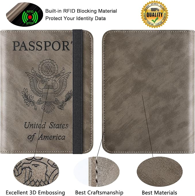 Passport Holder for Travel Essentials, RFID Passport Cover | Rfid Blocking Wallet, Synthetic Leather Case, Vacation Travel Accessories, For Women Men