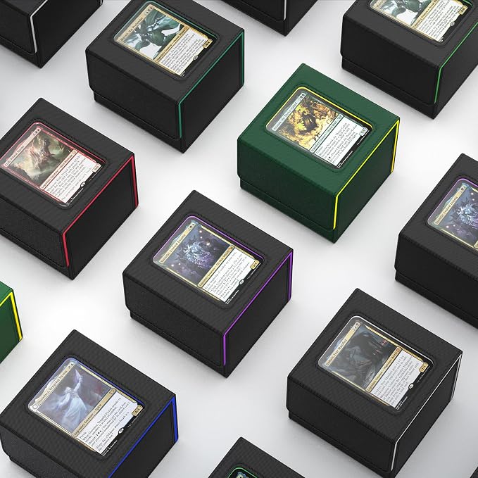 ZLCA MTG Commander Deck Box, Card Deck Box for Trading Card, Holds 110+ Double Sleeved Cards Fits for TCG CCG Magic Cards with 2 Dividers (Black & Green)