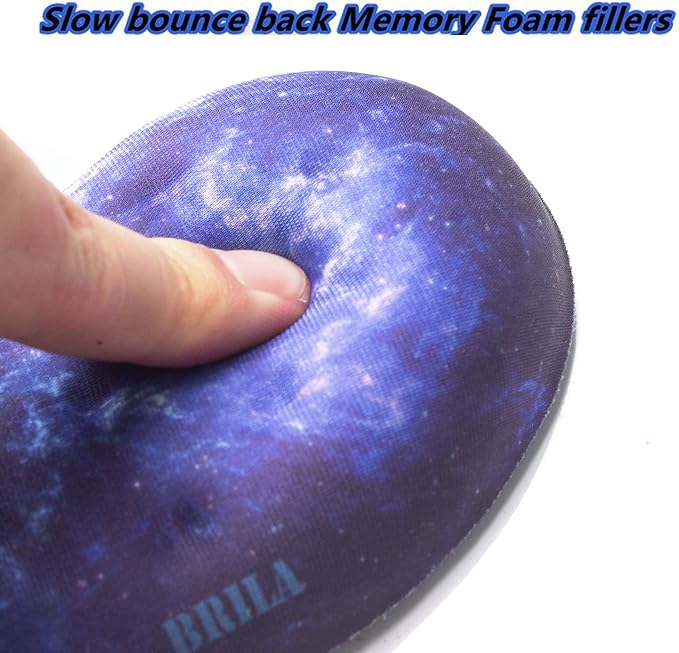 BRILA Ergonomic Memory Foam Mouse Wrist Rest Support Pad Cushion for Computer, Laptop, Office Work, PC Gaming - Massage Holes Design - Wrist Pain Relieve (Nebula Galaxy Space)