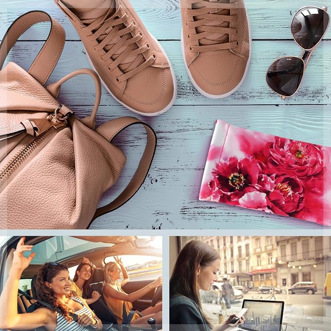 Soft Sunglasses case | Large Glasses Case Holder - Eyeglass Pouch Squeeze Top | Glasses pouch Lightweight Extra Layers