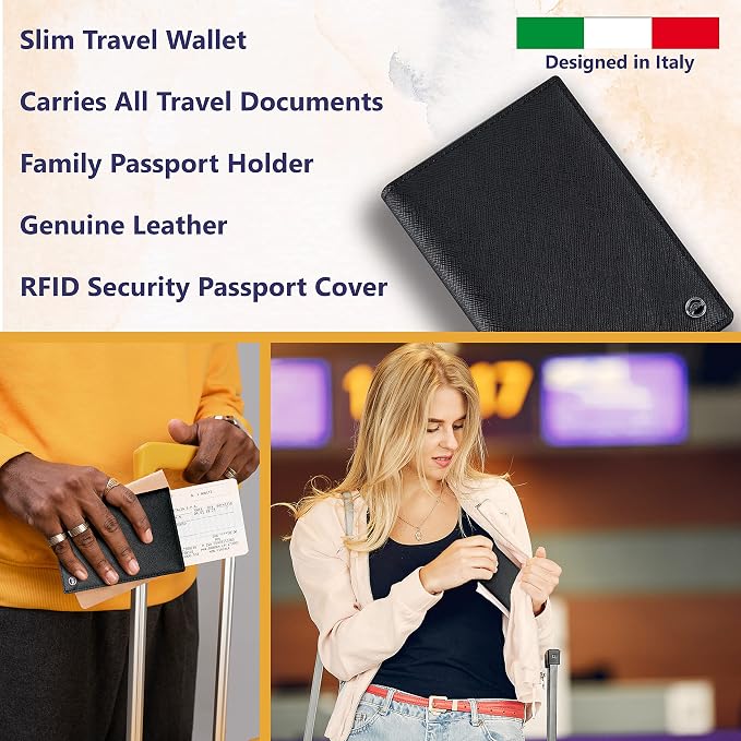 2 Passport Holder - Travel Essentials, RFID Blocking Wallet Credit Card Organiser, Plain Accessories Slim Cover For Men & Women | Travel Essentials