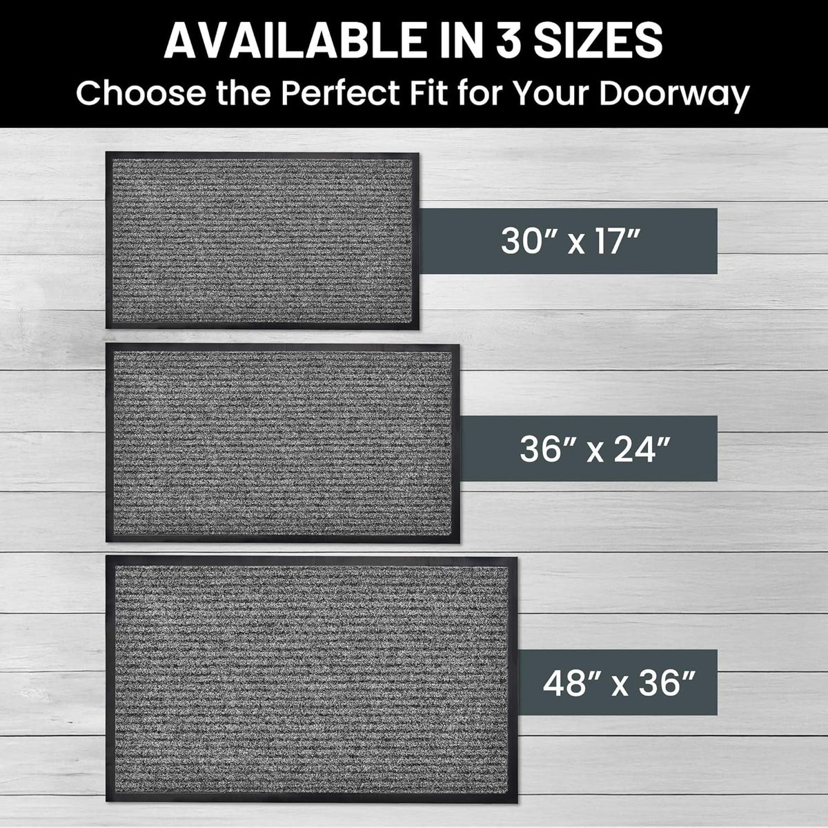 Sierra Concepts Front Door Mat Welcome Mats 2-Pack - Indoor Outdoor Entryway Mats for Shoe Scraper, Ideal for Inside Outside Home High Traffic Area, Battleship Gray 30 Inch x 17 Inch