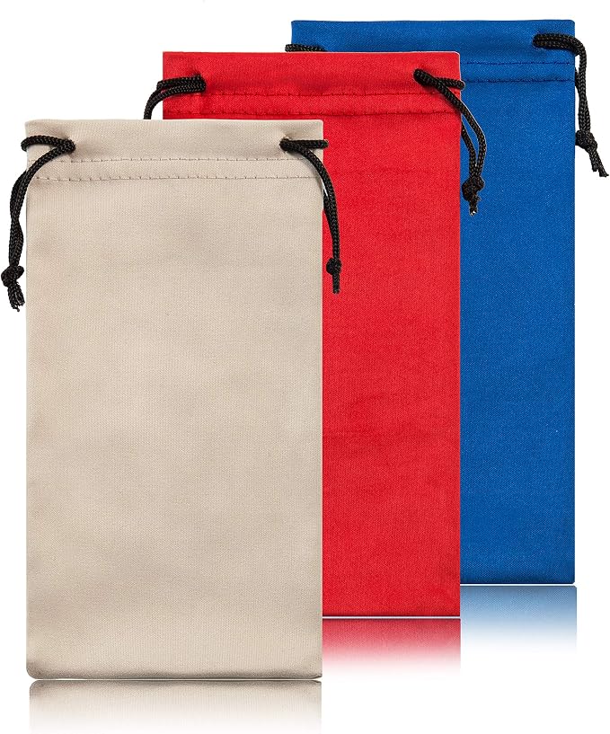 TRIUMPH VISION Glasses Case Soft Eyeglass Case Sunglass Pouch Cloth 3 Pack | Thick Microfiber Pouch Drawstring Pouch Eye Glass Bag Sunglasses Sleeve Storage, Lens Protection Cover,Cleaning Lens Screen