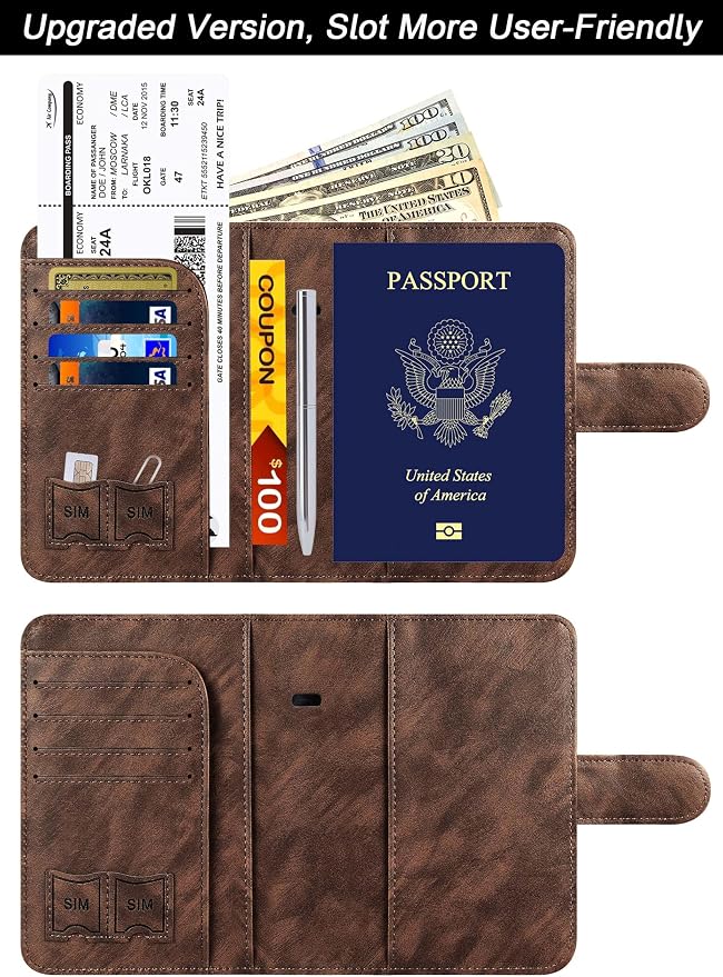 LOHASLIFE Airtag Passport Holder for Travel Essentials, Passport Cover | Wallet, Leather Rfid Blocking Card Case, Travel Accessories, Vacation Luggage Must Haves, for Men Women