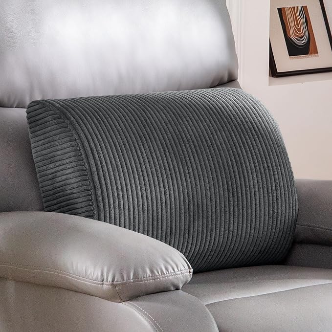 Lumbar Support Pillow for Recliner Chair/Accent Chair/Couch, Large Memory Foam Back Support Cushion for Elderly, Recliner Cushions for Back Rest, Pain Relief, Reading, Washable Cover, Dark Grey
