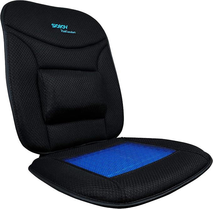 Sojoy Truck Seat Cushion – Gel Memory Foam Seat Pad with Lumbar & Back Support, for Office Chair, Car & Semi-Truck, Pain Relief & All-Day Comfort