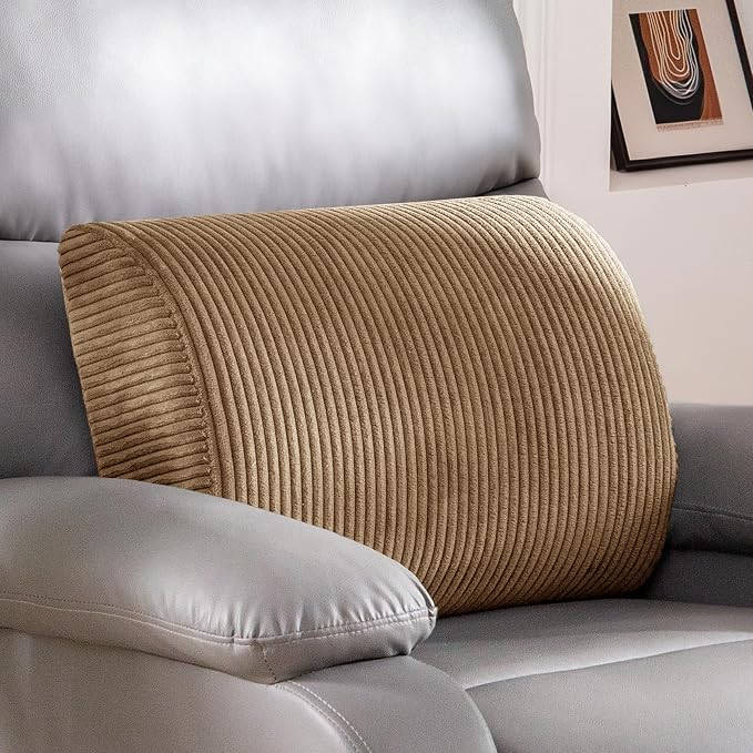 HIGOGOGO Lumbar Support Pillow for Recliner Chair/Accent Chair/Couch, Large Memory Foam Back Support Cushion for Elderly, Recliner Cushions for Back Rest, Pain Relief, Reading, Washable Cover, Coffee
