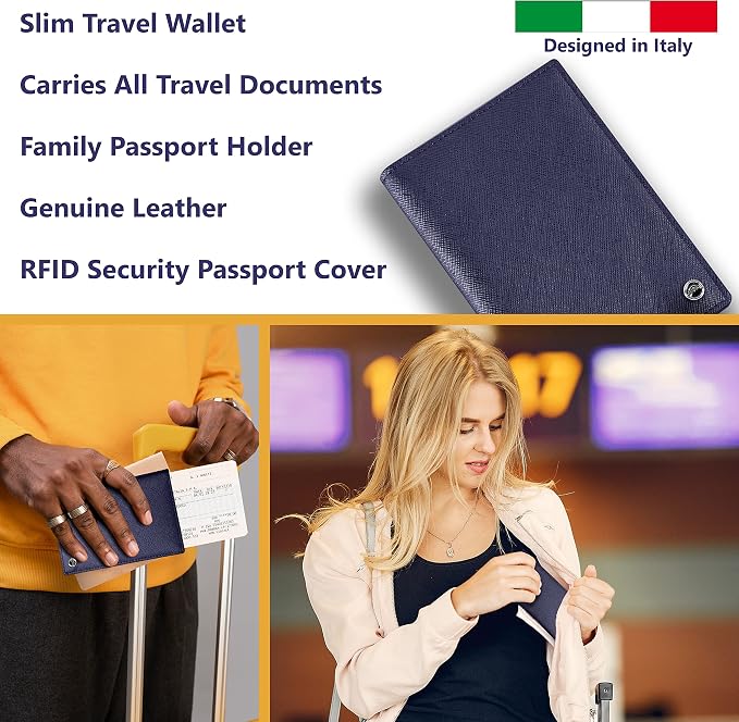 2 Passport Holder - Travel Essentials, RFID Blocking Wallet Credit Card Organiser, Plain Accessories Slim Cover For Men & Women | Travel Essentials